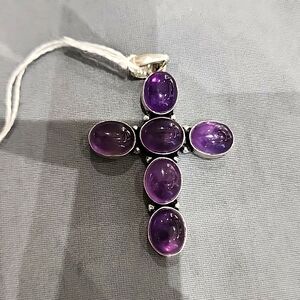 Sterling silver and amethyst stone cross